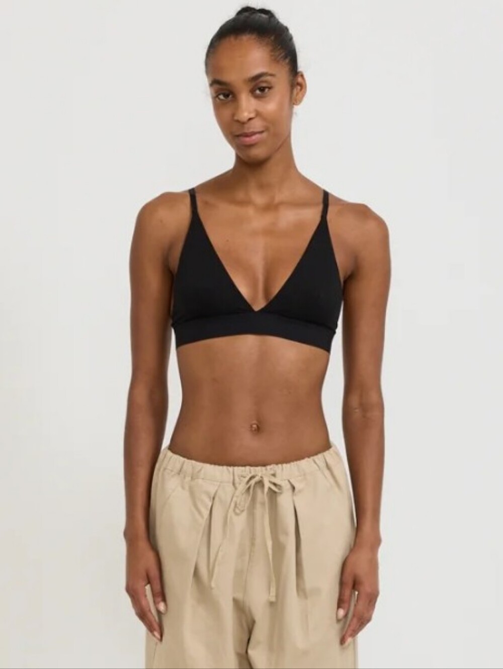 BASERANGE TRIANGLE RIBBED BRA IN BLACK - Picture 3 of 9